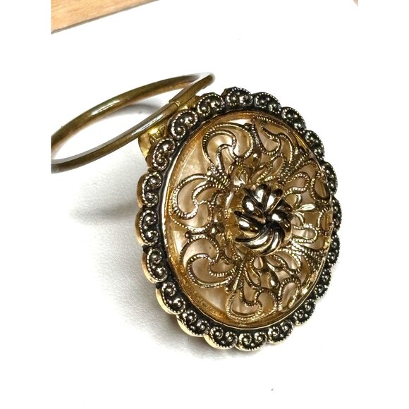 Vintage Gold-Tone Filigree Scarf Clip With Mother Of Pearl From W. Germany - Picture 1 of 5